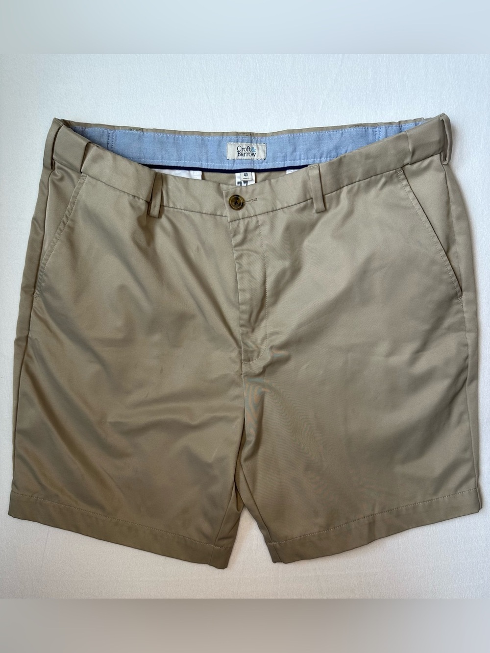 Croft & Barrow Men’s Khaki Shorts Size 40 Classic Fit Cotton Casual Shorts